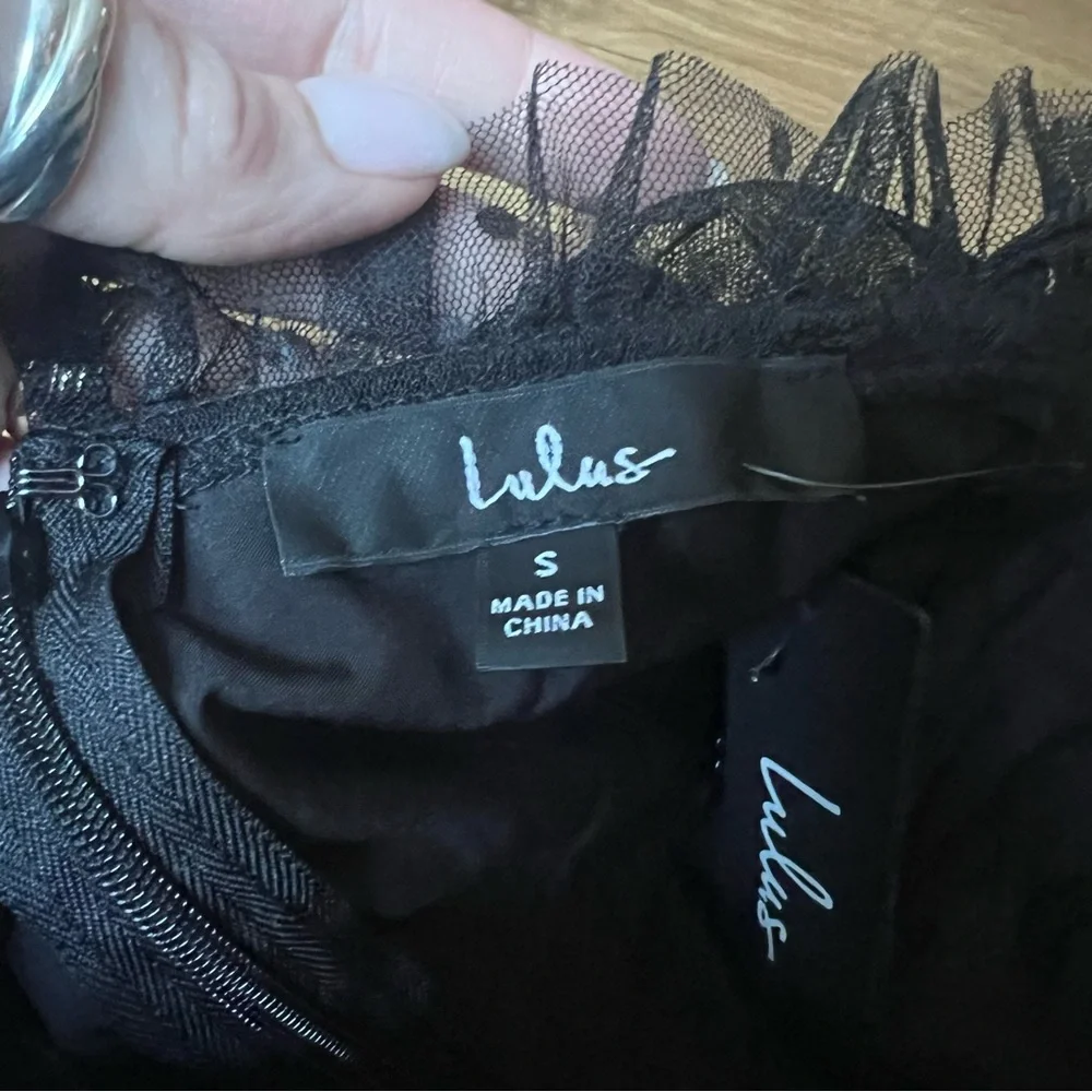 NWT Lulus Sweetheart Style Black Tulle Polka Dot Bustier Midi Dress - Picture 6 of 9